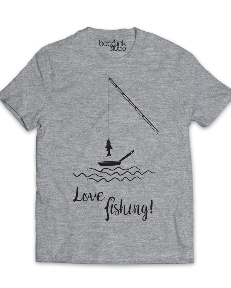 love fishing men’s grey t-shirt