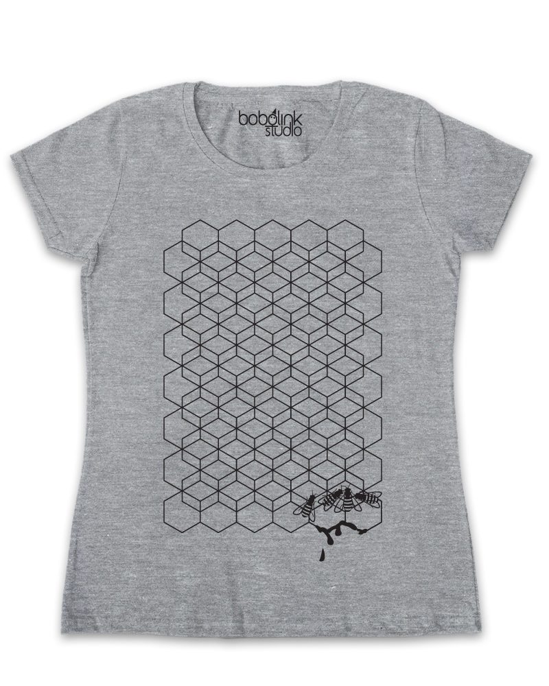 Beehive women’s grey t-shirt-white