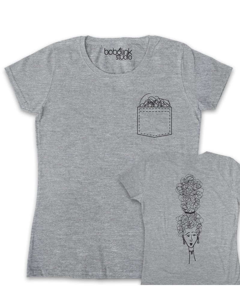hairstyle double sided women’s grey t-shirt