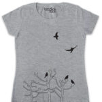 birds-trees grey women’s t-shirt