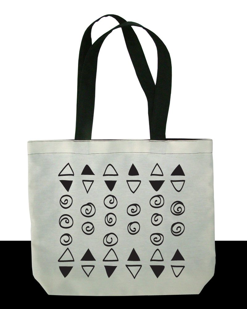 black and white triangles-tribal tote bag