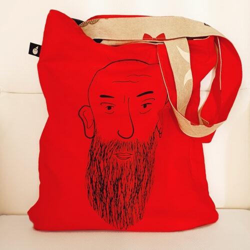 beard and comb double sided red tote bag