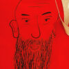 beard and comb double sided red tote bag close up